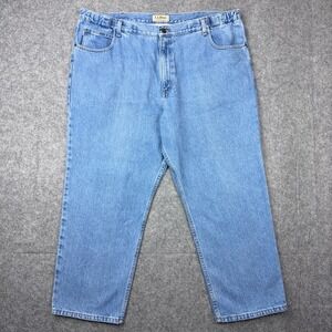 LL Bean Jeans Mens 44x28 Blue Comfort Waist Straight Leg Elastic Outdoor Denim